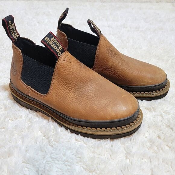 Georgia Boot Giant Revamp Romeo Gored Leather Brown Oil Resistant Work Boots - Picture 3 of 12